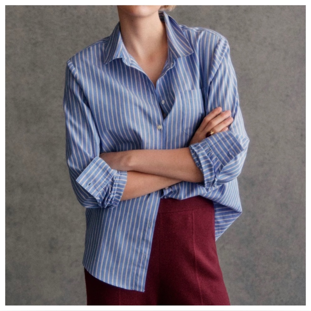 Sezane Tomboy Shirt Blue Stripes - Size 12